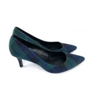 Nine West Evermoreo Green/Blue Plaid Heels